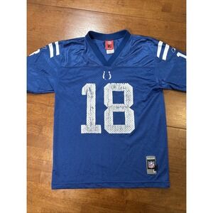 Vintage Reebok Indianapolis Colts Manning #18 Jersey Blue Youth Size Large